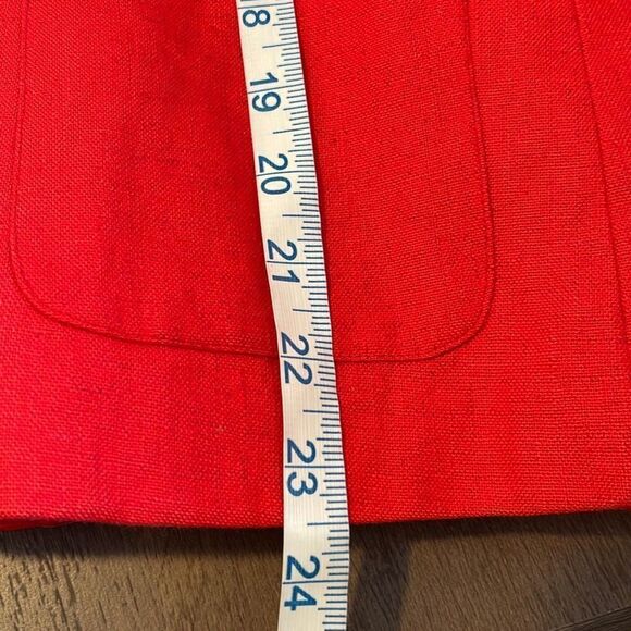 Larry Levine Womens Blazer Jacket Long Sleeve Linend Lined Pocket Red/Crimson  S - Picture 8 of 8